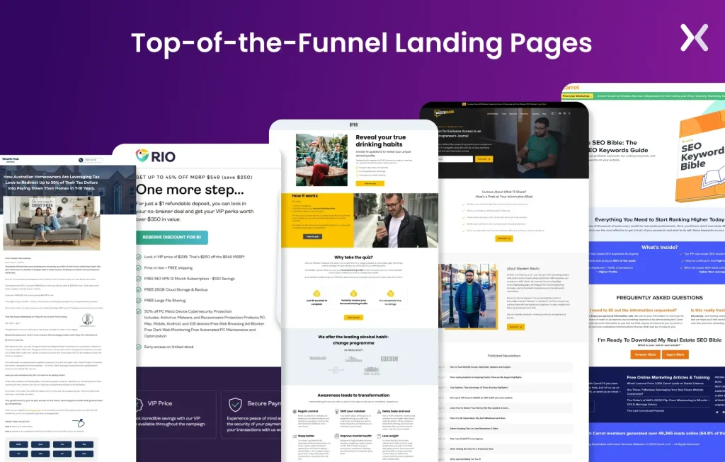 Website Conversion Optimization 5 funnel landing pages