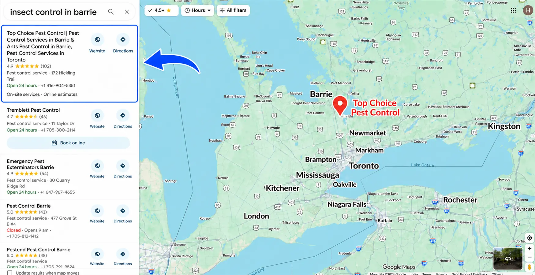 Insect control Barrie map pack